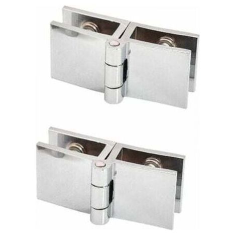 2 PCS 180 degrés clip de porte en verre charnière sans verre de perçage à charnière en verre pour épaisseur de verre 5mm - 8mm (1/5)