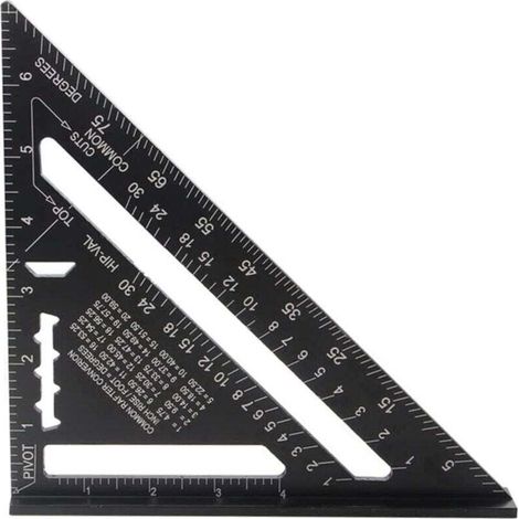 Speed Square Holzbearbeitungs-Messwerkzeug, Zimmermannswinkel aus Aluminiumlegierung, hochpräzise, multifunktionales Werkzeug zum Anzeichnen und Führen von Holzarbeiten, 7 Zoll metrisch - Crezuo