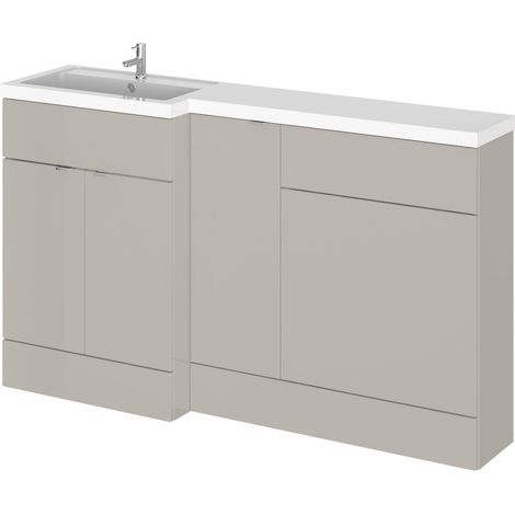 Alrewas Contemporary 2 Door Left-Hand Floor Standing Combination Unit with Basin, Pebble Grey, 1500mm