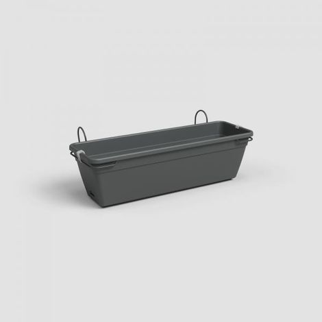 ARTEVASI Kit Fioriera Venezia con riserva d'acqua - 10 L - 49 x 19,5 x 16,6 cm - Grigio antracite (1/4)