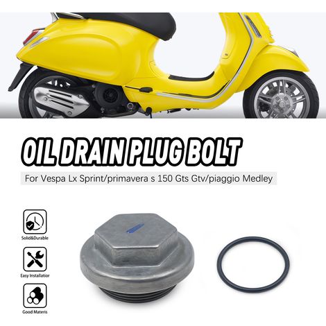 Joint torique en caoutchouc pour bouchon de vidange d'huile, compatible avec les moteurs Vespa LX, Spring Sprint GTS, GTV et Medley. (1/5)