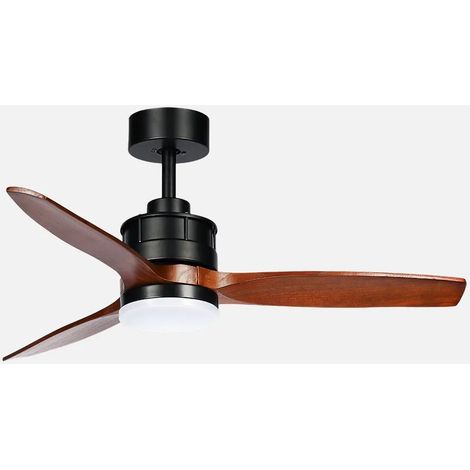 Barrax DC-Ventilator 18 W, Schwarz/Eiche, 3 Flügel, 6 Geschwindigkeiten, 106°C, optionale Beleuchtung, 2250 lm, 3000/4500/6500 k (1/2)
