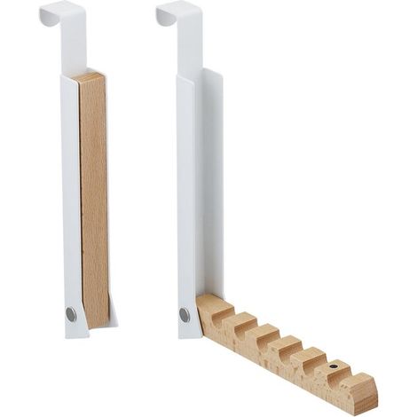 2 Türhaken, klappbar, geeignet für 6 Kleiderbügel, für Türen bis zu 2 cm Stärke, für Metall- und Holzkonstruktionen, weiß (1/5)