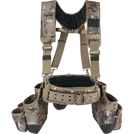 Camouflage Tool Belt with Shoulder Straps – Camouflage Tool Bag – Suspenders for Frames Comb Apron Tool Belt Construction Tool Pouch Hanging Rig (1/5)