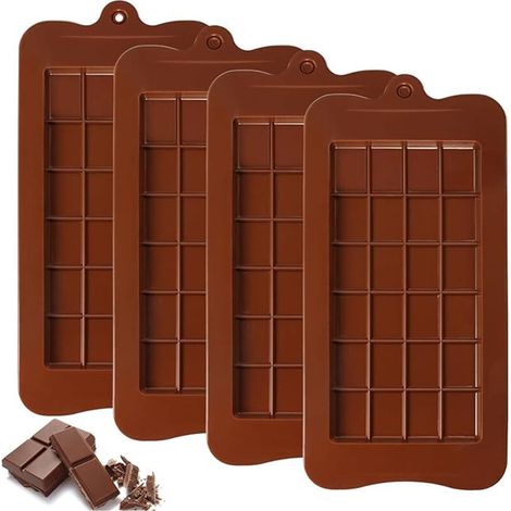 Lot de 4 moules à tablette de chocolat anti-adhésifs en silicone de qualité alimentaire pour barres protéinées et énergétiques (1/5)