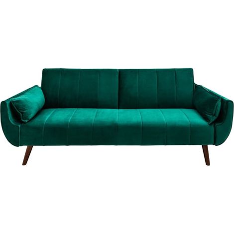 Sofa gerade DANNA smaragdgrün – Skandinavisches Schlafsofa aus Samt