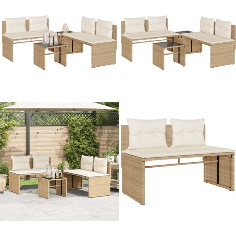 Salon de jardin avec coussins 4 pcs beige résine tressée - Ensemble Salon De Jardin - Salon De Jardin Beige - Mobilier De Jardin - Meubles De Jardin Résistants Aux Intempéries - Chaise Longue - Home & (1/5)