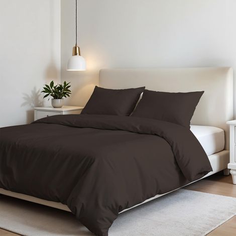 Housse de Couette Set, Marron, Double, Microfibre (1/5)