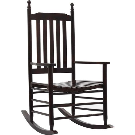 Chaise à bascule Fauteuil berçant - Chaise de salon avec siège incurvé Marron Bois de peuplier BonneVie-13475 (1/5)