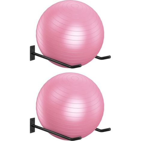 Metallene Wandhalterung für Fitnessbälle (2er-Set), schwarzer Yogaballständer, stabiler Yogaballständer für den Heim- oder Studiogebrauch. (1/4)