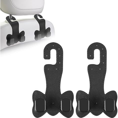 Set mit 2 Auto-Kopfstützenhaken, Universal-Autositzhaken, Kopfstützenhaken für die Rücksitze, Auto-Innenausstattung, Aufhänger (Schwarz) (1/5)