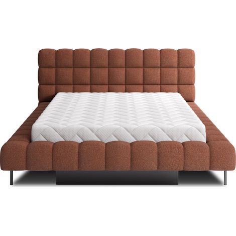 Lit avec coffre de rangement Kopa prestige – Revêtement tissu capitonné-Rouge tomette-140x200 (1/5)