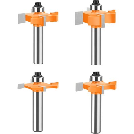 Jeu de fraises professionnelles pour le travail du bois - Tige 8 mm Comprend 4 pointes en alliage dur Fraise à tendre Quatre Pièces T8 (1/5)