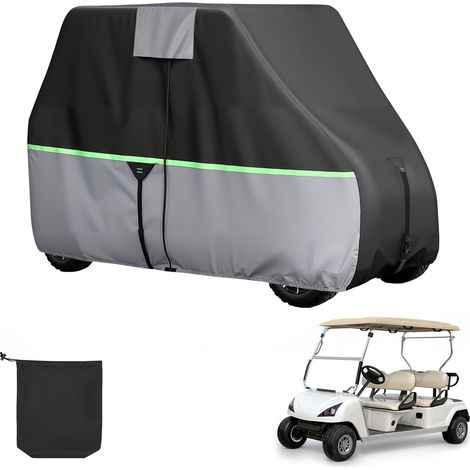 Mophorn Funda para carrito de golf, cobertura completa para modelos de 2+2/4 pasajeros, tela Oxford 600D resistente al agua. Incluye revestimiento de PU y tres puertas con cierre de cremallera. (1/5)