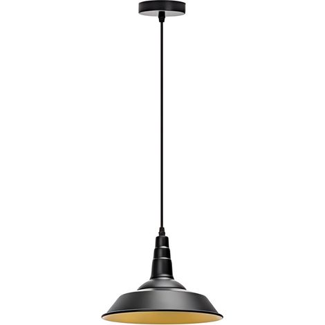Suspension Lumineuse Style Industriel Métal Noir - Douille E27 - Sans Ampoule - Cuisine Bar (1/3)
