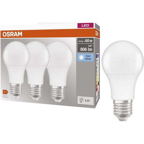 Led Estándar Pulido Promoción Caja de 3 E27 9W Blanco Frío - Osram (1/2)