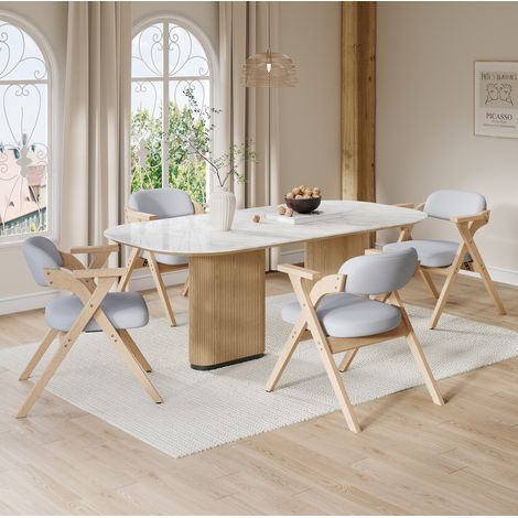 Sedia da sala da pranzo 64,5x66,5x76 cm in legno grigio, pieghevole salvaspazio FloraGrace (1/5)