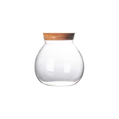 Bocal En Verre Transparent - 500 Ml - Couvercle En Liège - Pour Conserver Biscuits Épices Thé Céréales - Lot De 1