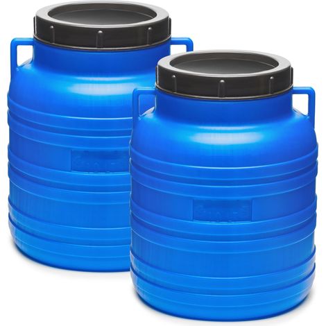 Garronda Set 2x 10 Liter Weithalsfass BPA-frei Futtertonne Fass Universalfass Lebensmittel Fass Regenfass für Garten Regentonne mit Deckel Regenwassertonne für Garten Wassertonne GD-0120, Blau