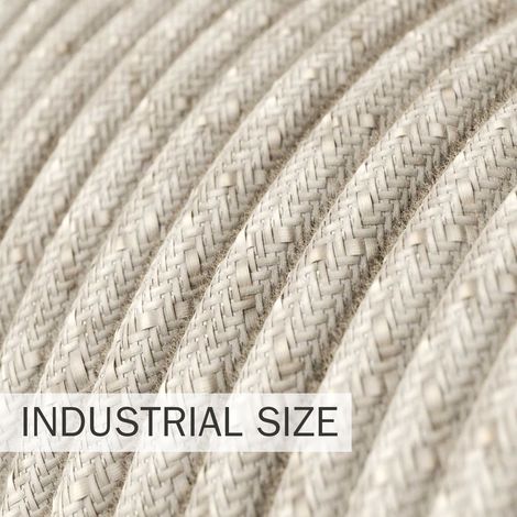 Creative-Cables Cavo elettrico in tessuto, Sezione 3x1,50, Neutro, 1 m, Rotondo, Lino naturale (1/2)