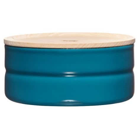 Riess Vorratsdose mit Eschenholzdeckel Ø13cm 0,5L Blue Emaille