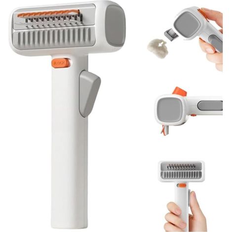 Pettine 2 in 1 per cani e gatti - Spazzola districante e pettine per il sottopelo - Rimuove grovigli, nodi e peli morti - Grigio - 1 pezzo (1/5)