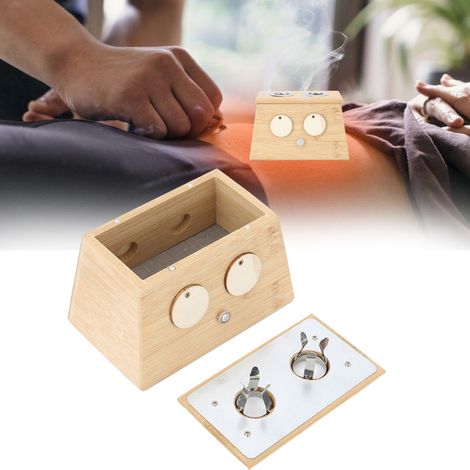 Moxibustionsbox aus Bambus mit zwei Löchern für die Moxa-Therapie (1/5)