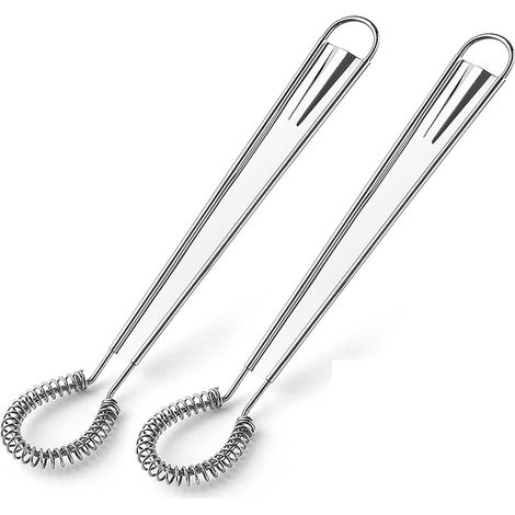 2 Pièces Manuel Batteur À Oeufs, Mini Fouet Cuisine, Acier Inoxydable Fouet De Cuisine, Fouet en Acier Inoxydable, Batteur à Oeufs Portatif, pour Mélanger les Oeufs, la Crème, le Lait, le Café (1/5)