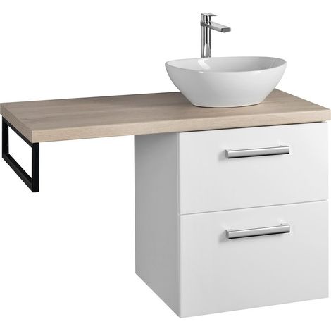 Meuble de salle de bain VEGA, largeur 97,5 cm, blanc/chêne platine (1/5)