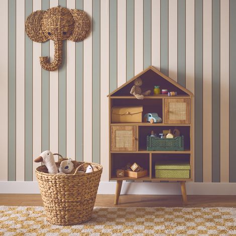 Libreria per bambini effetto legno e canna, 7 scomparti (1/5)