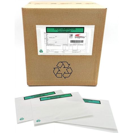 CAJA 1000 SOBRES ADHESIVOS PACK LIST 100% PAPEL 240X130 MM IMPRESO DOCUMENTOS PACKING LIST S2756 F-P