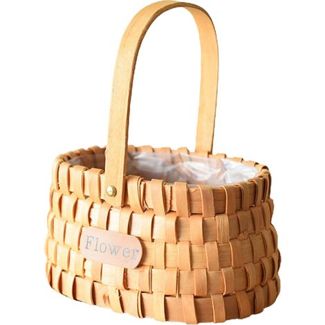 Panier en osier, panier de fleurs fraîches à porter à la main, panier cadeau de mariage (1/5)