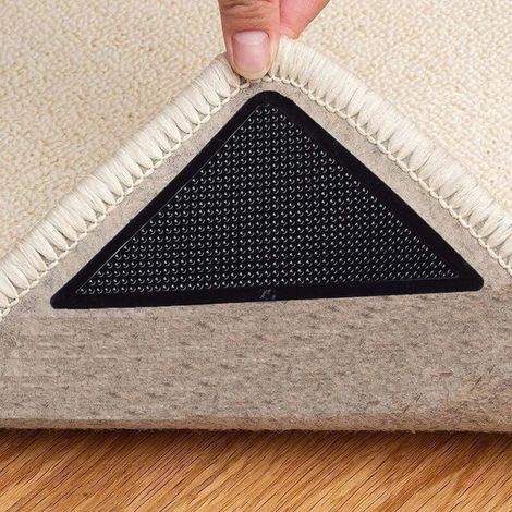 Set di 8 protezioni angolari antiscivolo per tappeti, nastro di supporto per tappeti, lavabile e riutilizzabile, ideale per soggiorno, bagno, camera da letto e cucina. (1/5)