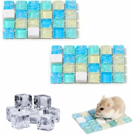 Tapis de Refroidissement pour Hamster, Animaux Cool Pads, Tapis de Refroidissement, Lapin Lit de Glace, Lit de Glace pour Hamster, Cool Pads pour Hamster, 2 Pièces (Bleu) (1/5)