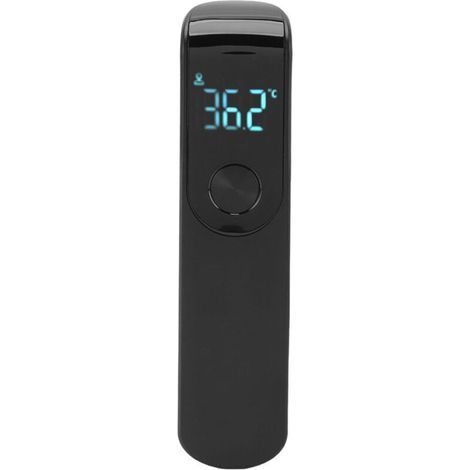 Pistolet thermomètre infrarouge sans contact portable, thermomètre frontal numérique pour hôtels et maison. Design noir, lecture rapide et précise.