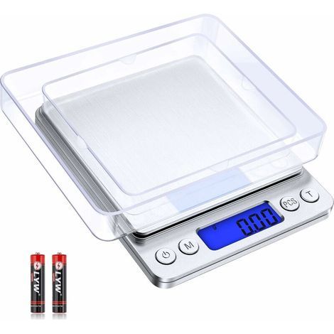 Präzisionswaage (500 g/0,01 g), Küchenwaage/Taschenwaage/Schmuckwaage, hochpräzise elektronische Waage, hintergrundbeleuchtetes LCD-Display, Tara- und Stückzahlfunktion, mit 2 Plattformen (1/5)