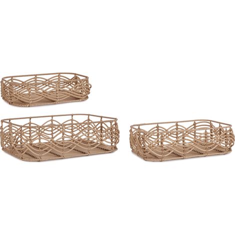 Set 3 vassoi sherly rettangolare naturale in polyrattan