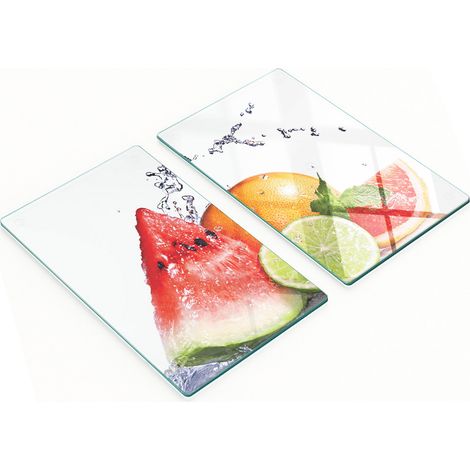 Tablas de cortar decorativas de vidrio para cocina, dise帽o de pomelo, 2x30x52 cm
