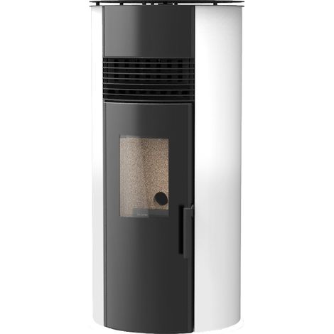 Plaque de cuisson à pellets 9 kW AMAZON (porte vitrée) - SOLZAIMA Couleur : Blanc