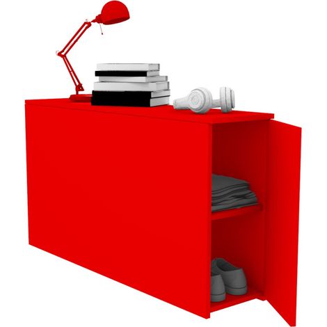 Comodino moderno retro letto - 127 cm di profondità - 16 colori - Rosso