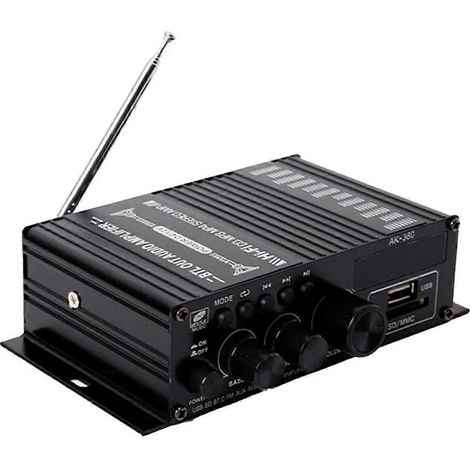 Amplificateur Bluetooth AK380 HiFi Audio Karaoké 2 canaux Home Cinéma, Amplificateur de classe D, Entrée USB, SD et AUX (1/4)