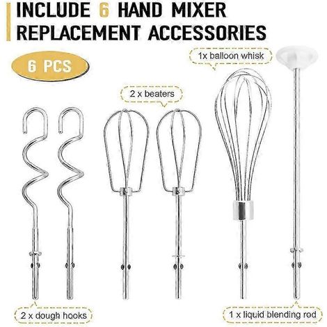 Accessoires pour batteur électrique KitchenAid OP : fouet, batteur électrique, tige de mélange et crochets pétrisseurs en acier inoxydable. WHBYV (1/4)