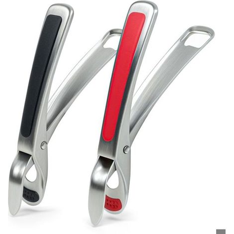 2 pinces multifonctionnelles, anti-brûlures et isolantes thermiques, avec revêtement silicone antidérapant, pour plats chauds en cuisine ou barbecue (1/5)