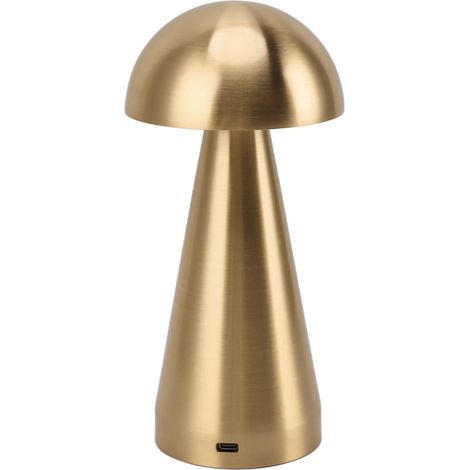 Lampe de table en forme de champignon, 3 couleurs, LED, intensité réglable, sans fil, rechargeable par USB, moderne, lampe de chevet pour chambre ou salon, dorée (1/5)