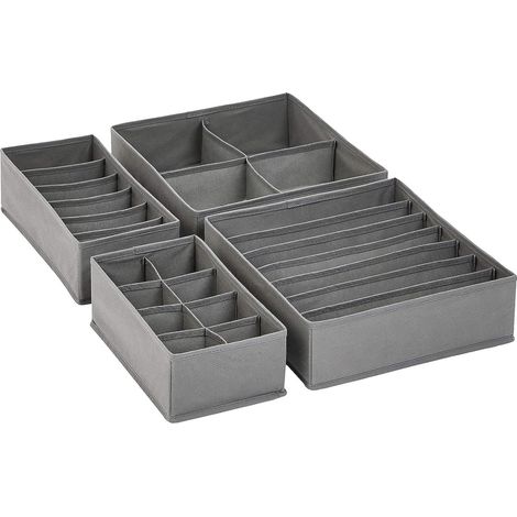 Organiseurs de commode pour sous-vêtements, Lot de 4, Gris (1/5)