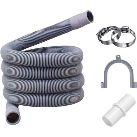 Tuyau d'évacuation, 2.5 m, 3/4", y compris support et colliers de serrage, pour machine à laver et lave-vaisselle (1/5)