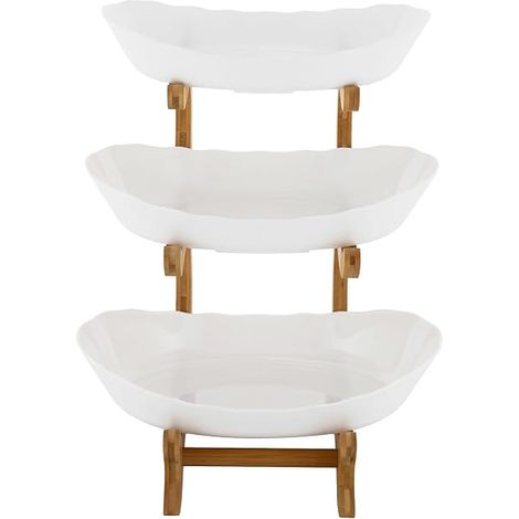 Corbeille à fruits à 3 niveaux avec plateau en bambou pour fruits et légumes, organisateur de cuisine peu encombrant, panier de fruits, rangement et organisation de la cuisine (1/5)