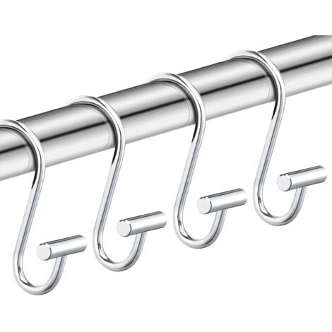 Set di 12 ganci per tenda da doccia in metallo cromato antiruggine, ideali per il bagno. (1/5)