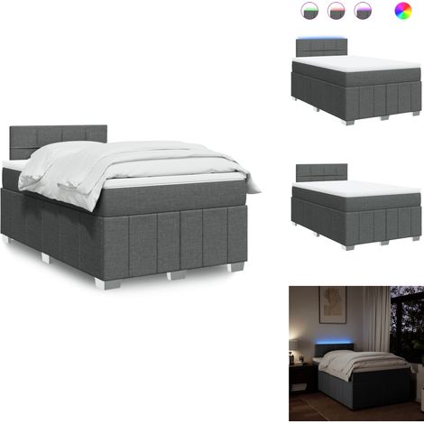 Sommier à lattes de lit avec matelas gris foncé 120x190cm tissu - Sommier À Lattes De Lit - Sommiers À Lattes De Lit - Lit - Meuble De Chambre À Coucher (1/5)