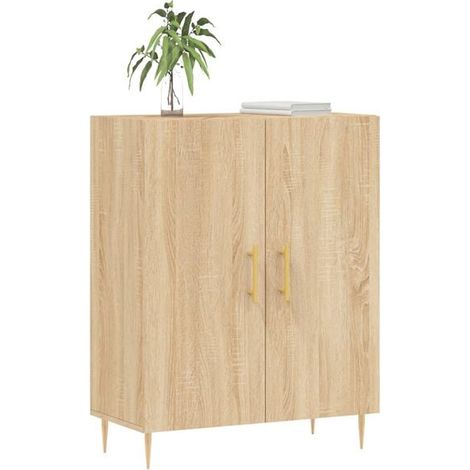 Buffet Bas de Cuisine en Bois d'Ingénierie Effet Chêne Sonoma, Meuble de Rangement 69,5 x 34 x 90 cm avec Portes et Étagères Ajustables pour Salon ou Entrée (1/5)